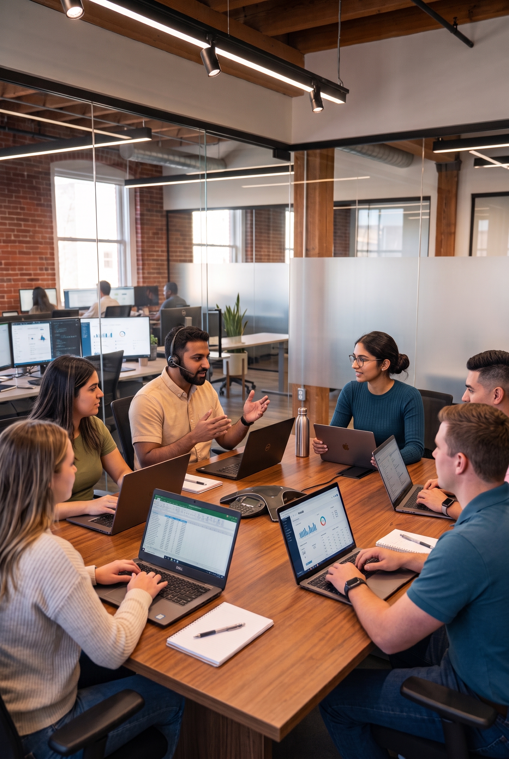 A team collaborating around a laptop